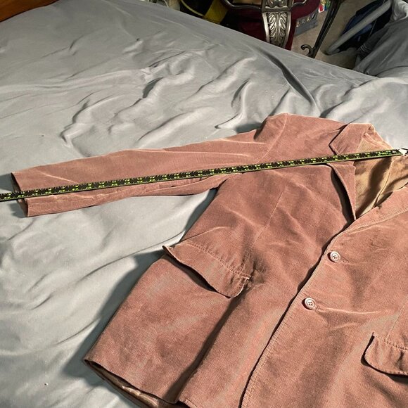 Claiborne Mens Blazer Jacket Size 44R Brown Corduroy Double Button Retro Classic - Picture 9 of 16